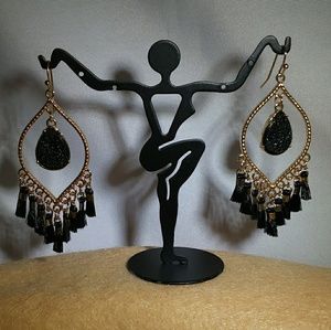 Olivia Welles 14k Gold with Black Rhinestone